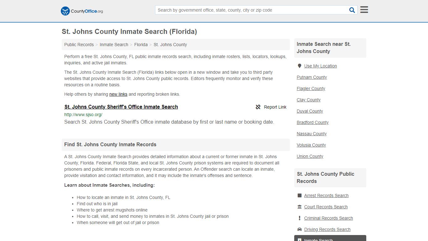 Inmate Search - St. Johns County, FL (Inmate Rosters ...