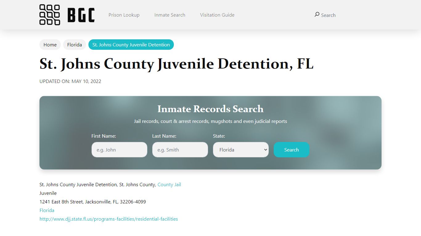 St. Johns County Juvenile Detention, FL Inmate Search ...